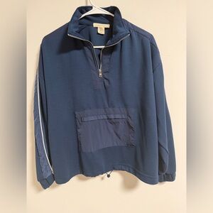 Happily Grey Nylon & Cotton Navy Blue Pullover with front pocket NWT Large